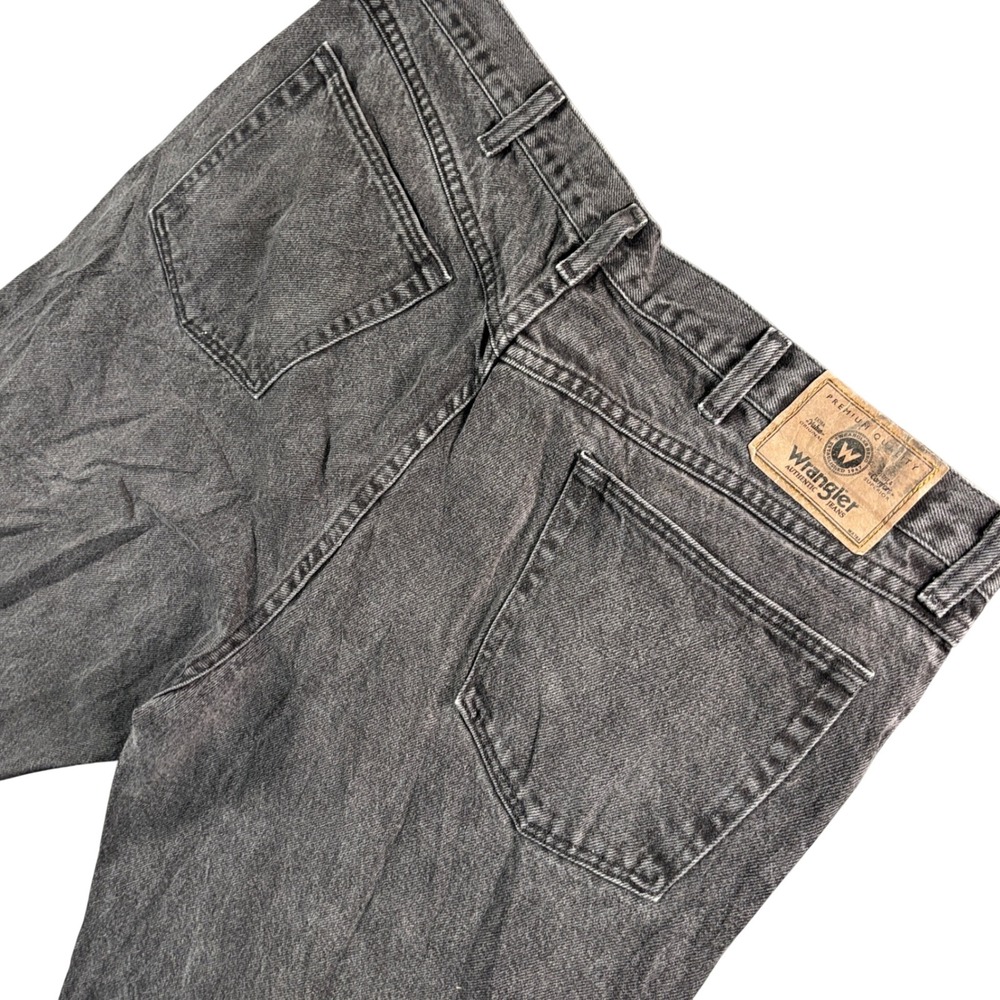 VTG Wrangler Jeans Men 38x31.5 Distressed Charcoal Wash Denim Straight Leg Pants